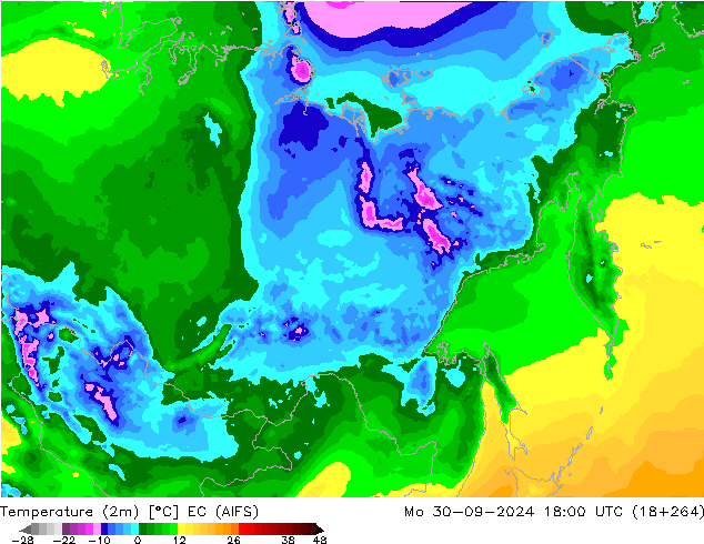 Sıcaklık Haritası (2m) EC (AIFS) Pzt 30.09.2024 18 UTC