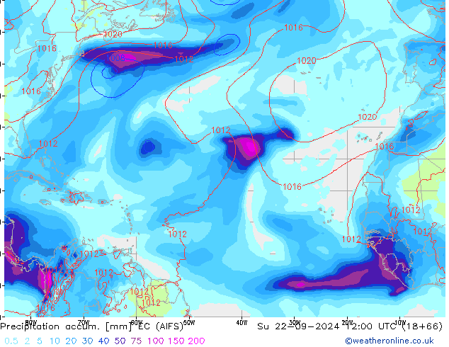 Precipitation accum. EC (AIFS) nie. 22.09.2024 12 UTC