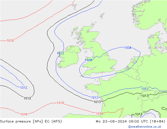 Surface pressure EC (AIFS) Mo 23.09.2024 06 UTC