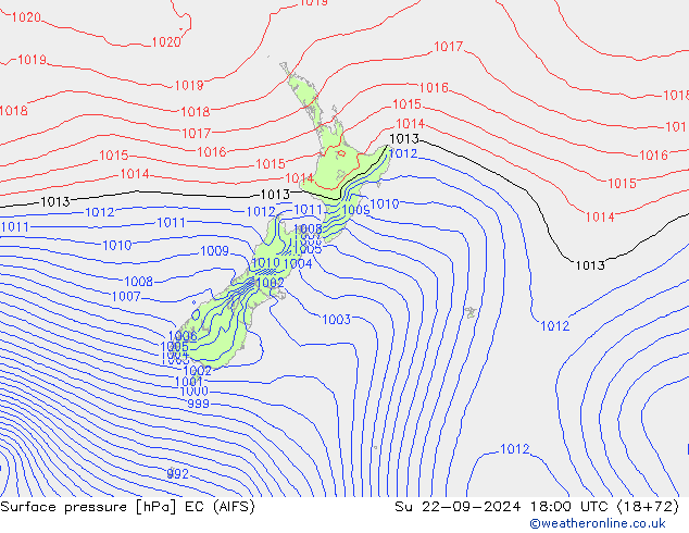 Surface pressure EC (AIFS) Su 22.09.2024 18 UTC