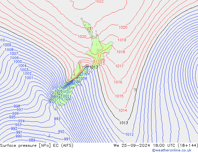 Surface pressure EC (AIFS) We 25.09.2024 18 UTC