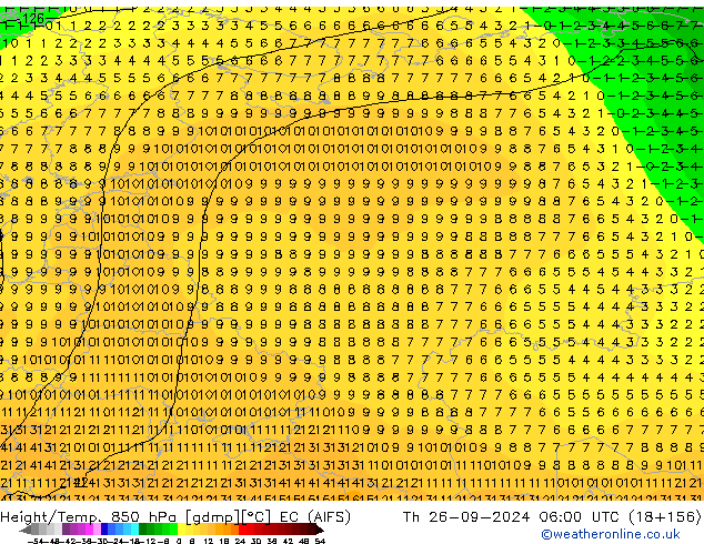 Height/Temp. 850 hPa EC (AIFS) Čt 26.09.2024 06 UTC