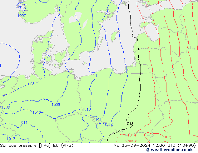 Surface pressure EC (AIFS) Mo 23.09.2024 12 UTC