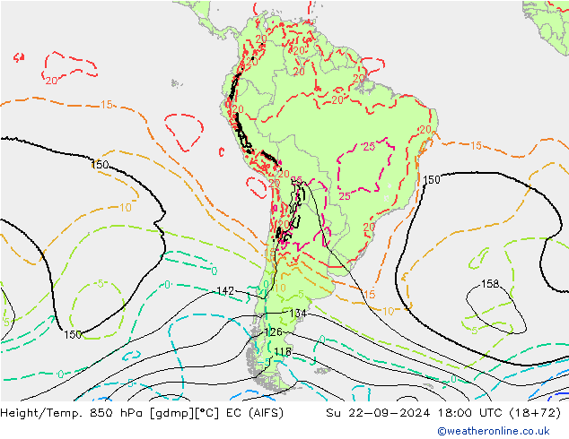 Height/Temp. 850 гПа EC (AIFS) Вс 22.09.2024 18 UTC