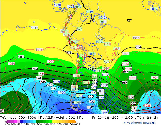 500-1000 hPa Kalınlığı EC (AIFS) Cu 20.09.2024 12 UTC