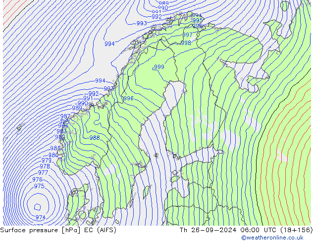 Atmosférický tlak EC (AIFS) Čt 26.09.2024 06 UTC