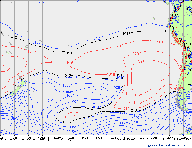 приземное давление EC (AIFS) вт 24.09.2024 00 UTC