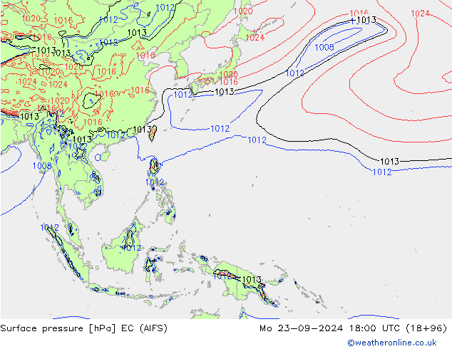 Surface pressure EC (AIFS) Mo 23.09.2024 18 UTC