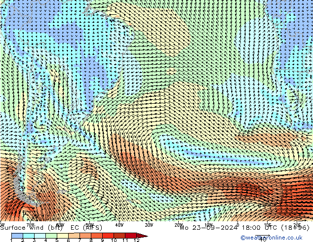  10 m (bft) EC (AIFS)  23.09.2024 18 UTC