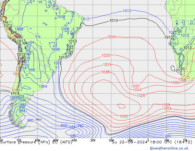 pressão do solo EC (AIFS) Dom 22.09.2024 18 UTC