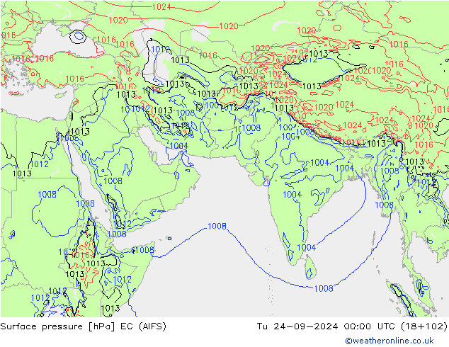 ciśnienie EC (AIFS) wto. 24.09.2024 00 UTC