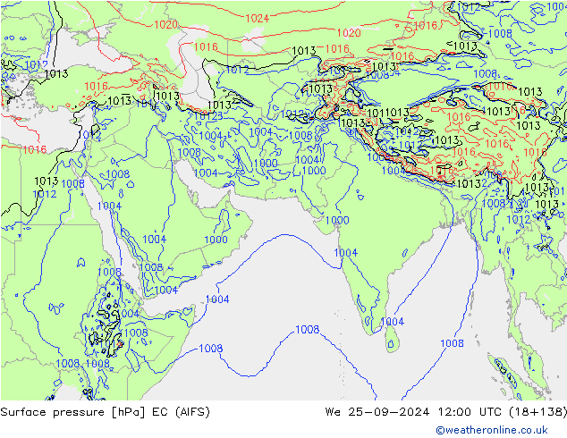 Pressione al suolo EC (AIFS) mer 25.09.2024 12 UTC