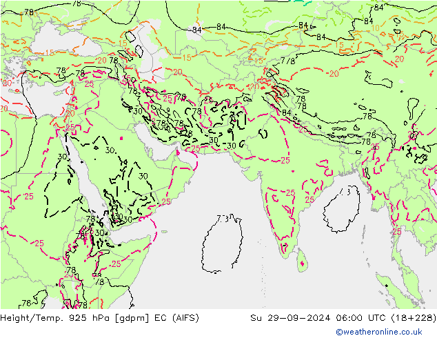 Height/Temp. 925 hPa EC (AIFS) Su 29.09.2024 06 UTC