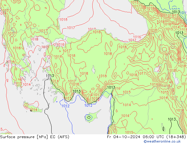 Surface pressure EC (AIFS) Fr 04.10.2024 06 UTC