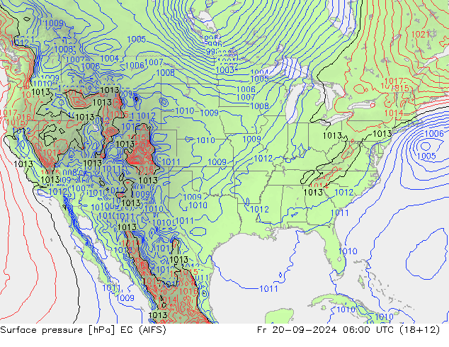 Atmosférický tlak EC (AIFS) Pá 20.09.2024 06 UTC