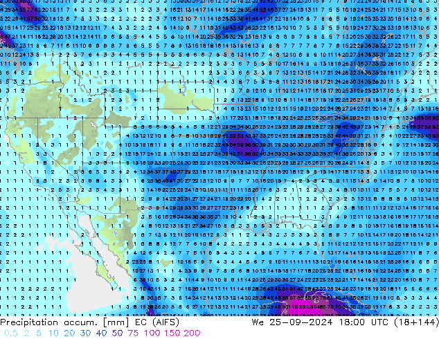 Précipitation accum. EC (AIFS) mer 25.09.2024 18 UTC