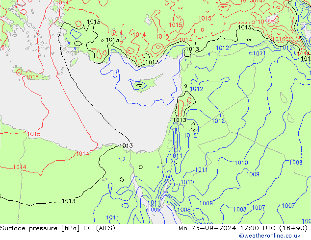 Atmosférický tlak EC (AIFS) Po 23.09.2024 12 UTC