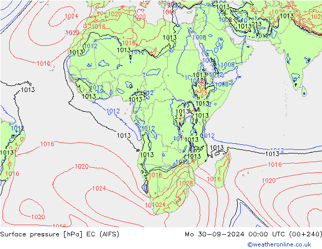 Surface pressure EC (AIFS) Mo 30.09.2024 00 UTC