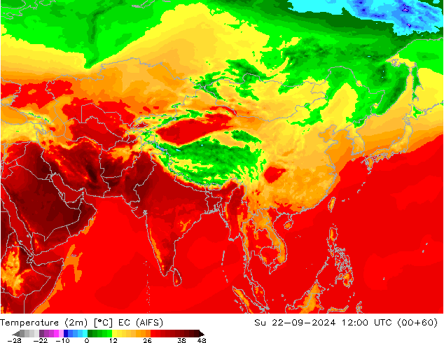 карта температуры EC (AIFS) Вс 22.09.2024 12 UTC