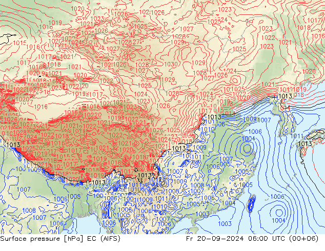 地面气压 EC (AIFS) 星期五 20.09.2024 06 UTC