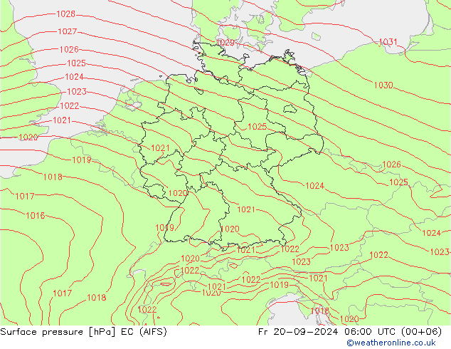 Surface pressure EC (AIFS) Fr 20.09.2024 06 UTC