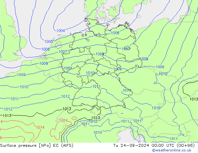 Surface pressure EC (AIFS) Tu 24.09.2024 00 UTC