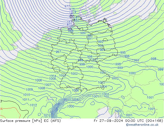 Bodendruck EC (AIFS) Fr 27.09.2024 00 UTC