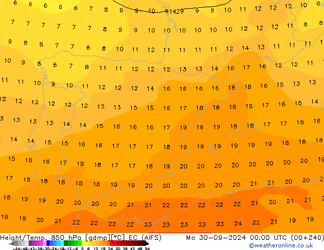 Height/Temp. 850 hPa EC (AIFS) Mo 30.09.2024 00 UTC