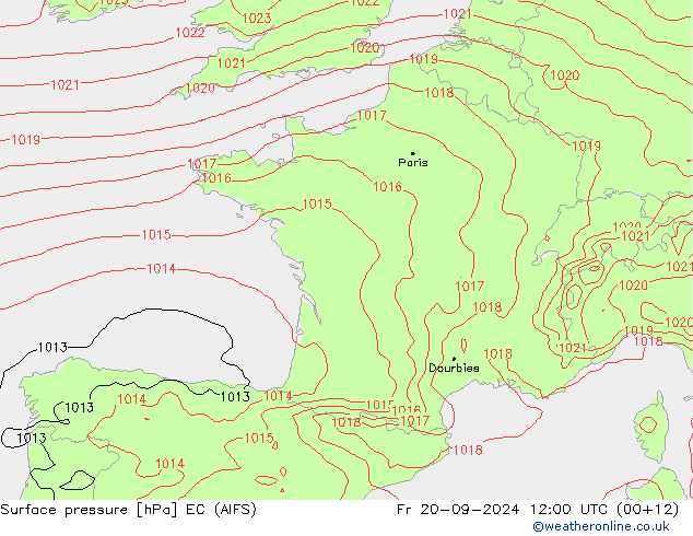 Surface pressure EC (AIFS) Fr 20.09.2024 12 UTC