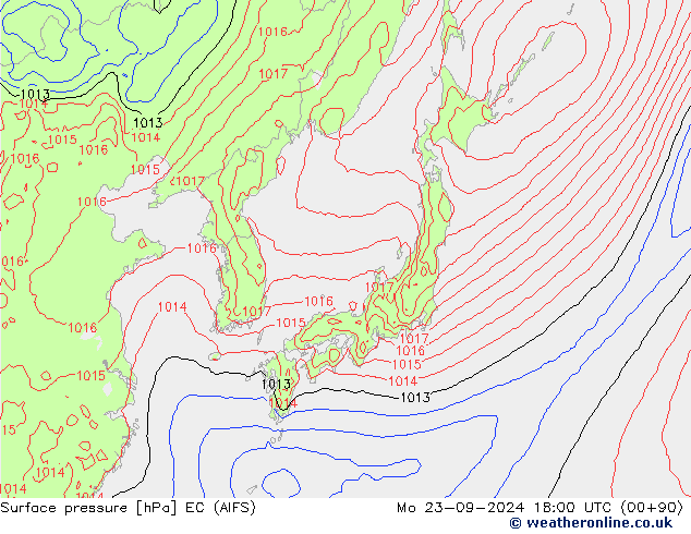 pression de l'air EC (AIFS) lun 23.09.2024 18 UTC