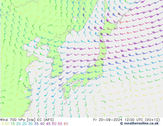 Wind 700 hPa EC (AIFS) Fr 20.09.2024 12 UTC