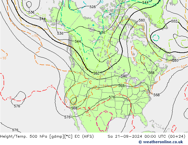 Height/Temp. 500 hPa EC (AIFS) Sáb 21.09.2024 00 UTC