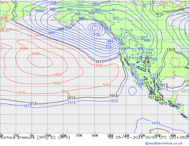 ciśnienie EC (AIFS) so. 05.10.2024 00 UTC