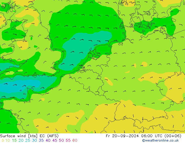 Bodenwind EC (AIFS) Fr 20.09.2024 06 UTC