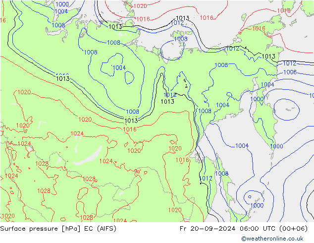 Surface pressure EC (AIFS) Fr 20.09.2024 06 UTC