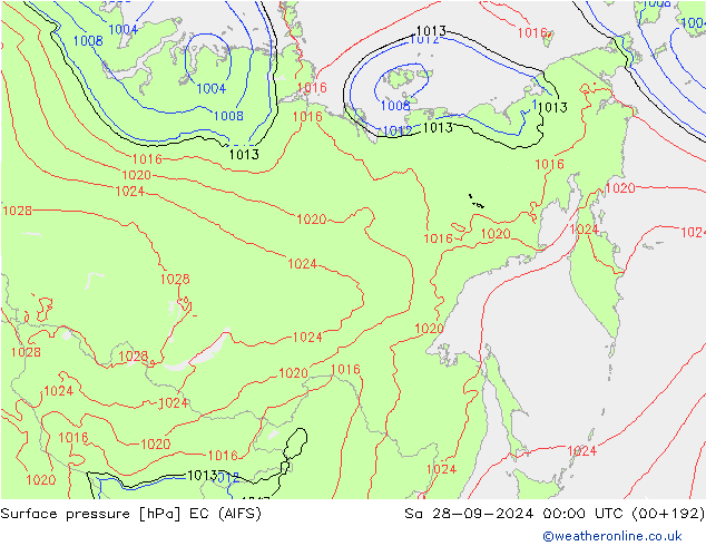 Pressione al suolo EC (AIFS) sab 28.09.2024 00 UTC