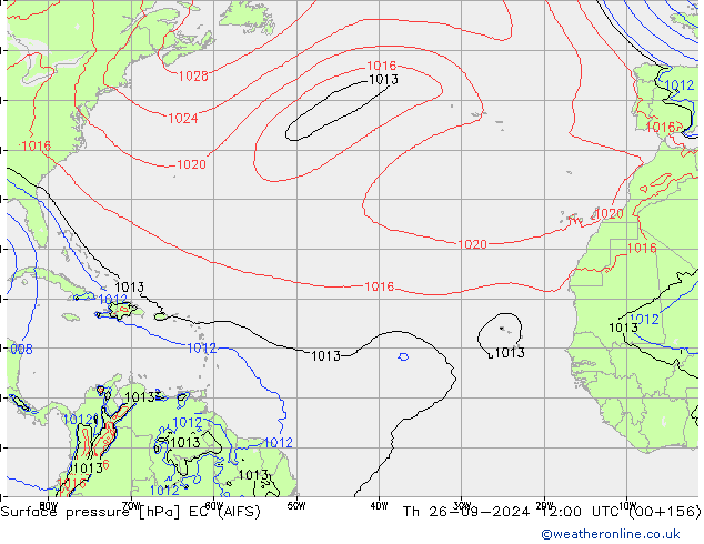 Atmosférický tlak EC (AIFS) Čt 26.09.2024 12 UTC