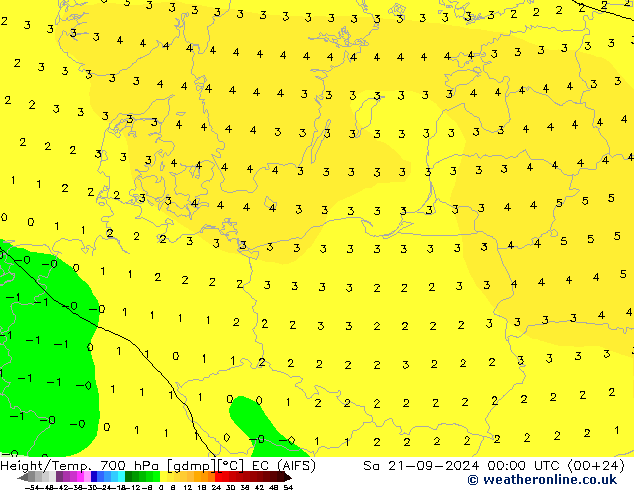 Height/Temp. 700 гПа EC (AIFS) сб 21.09.2024 00 UTC