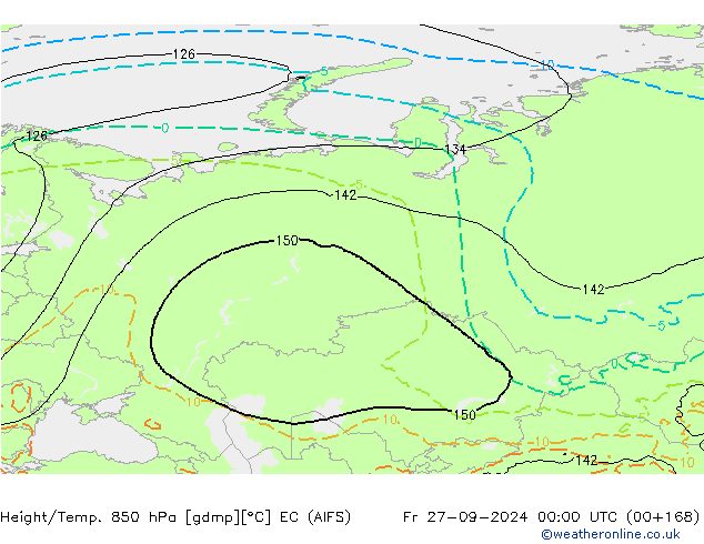 Height/Temp. 850 hPa EC (AIFS) Fr 27.09.2024 00 UTC