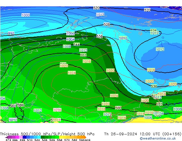 Thck 500-1000hPa EC (AIFS) czw. 26.09.2024 12 UTC