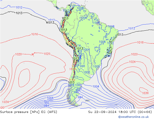 pression de l'air EC (AIFS) dim 22.09.2024 18 UTC