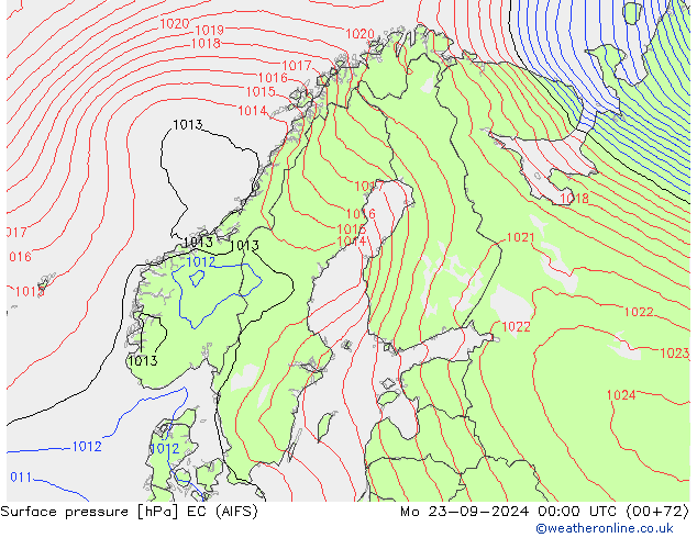 Atmosférický tlak EC (AIFS) Po 23.09.2024 00 UTC