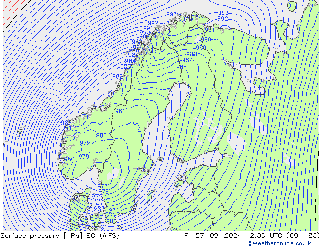 приземное давление EC (AIFS) пт 27.09.2024 12 UTC