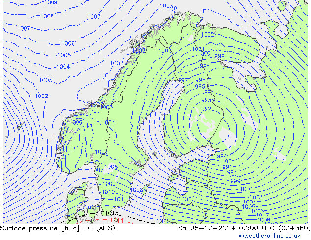 ciśnienie EC (AIFS) so. 05.10.2024 00 UTC