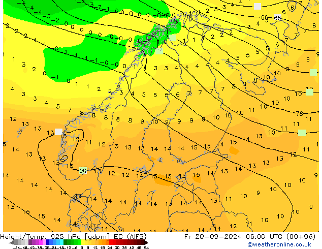 Height/Temp. 925 hPa EC (AIFS) Fr 20.09.2024 06 UTC