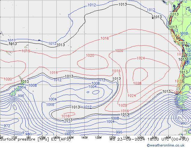 Pressione al suolo EC (AIFS) lun 23.09.2024 18 UTC