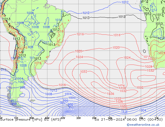 Pressione al suolo EC (AIFS) sab 21.09.2024 06 UTC