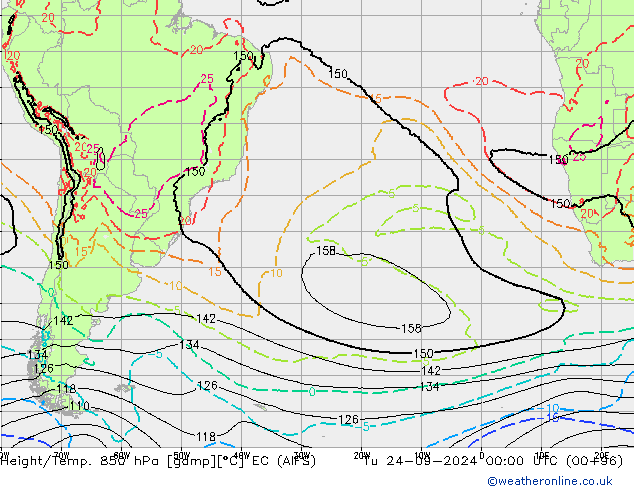 Height/Temp. 850 hPa EC (AIFS)  24.09.2024 00 UTC