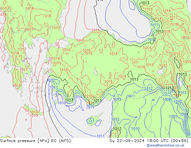 Surface pressure EC (AIFS) Su 22.09.2024 18 UTC