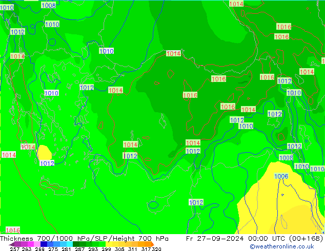 Thck 700-1000 hPa EC (AIFS) Fr 27.09.2024 00 UTC